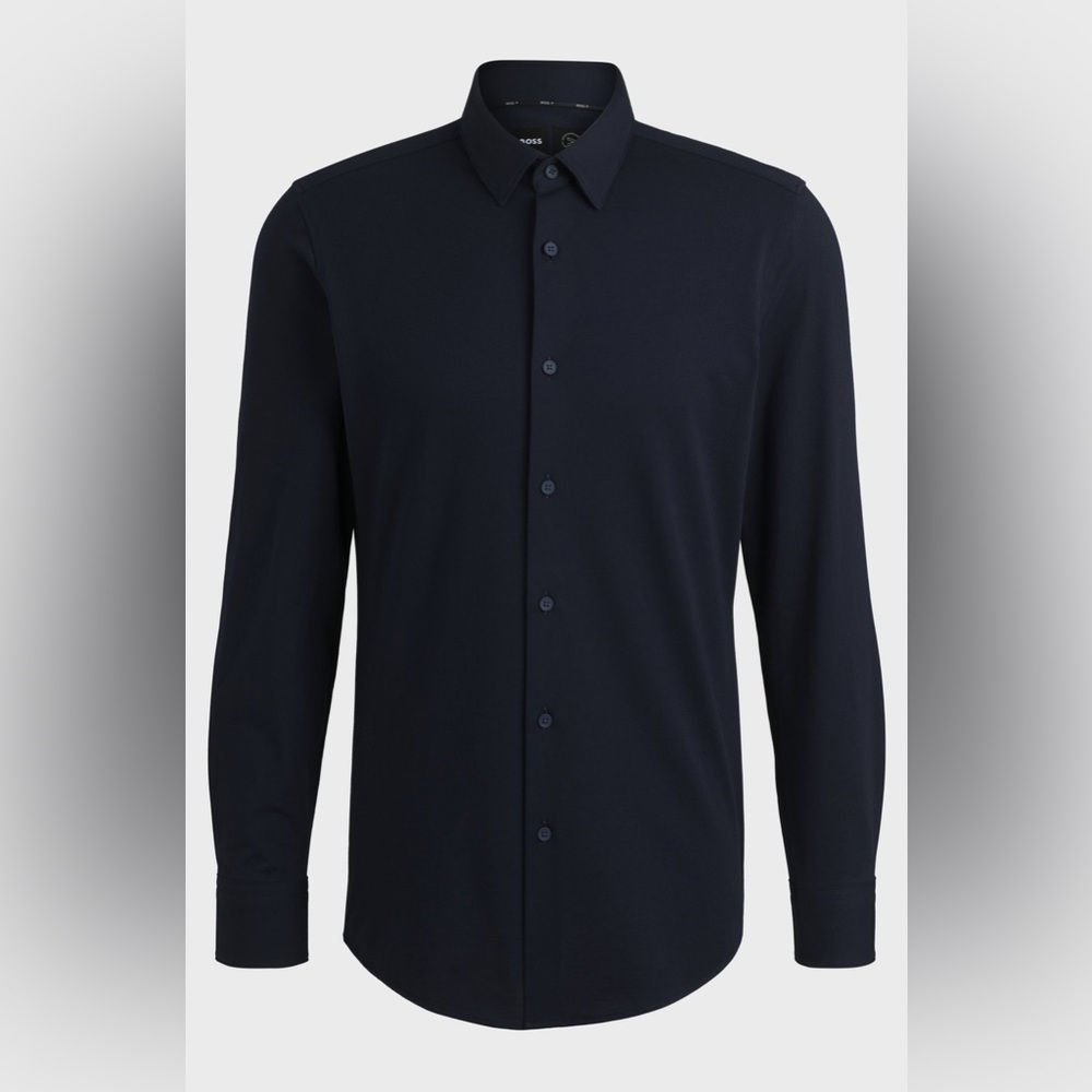 Hugo Boss mens 17 43 XL slim fit performance stretch cotton blend dress shirt